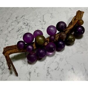 Vtg MCM 16" X Large Purple Lucite Grape Cluster Driftwood Centerpiece Multi-Tone